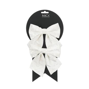 Visuel 1 du produit Ensemble de 2 nœuds en velours blanc - 12 x 13 cm