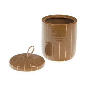 Visuel 1 du produit Boîte décorative en céramique marron Chris - Ø 13 x H 17 cm