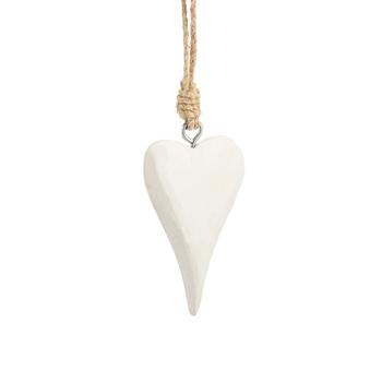 Visuel 1 du produit Suspension cœur en bois blanc - 7 x 10 cm