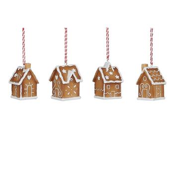 Visuel 1 du produit Maison en pain d’épices à suspendre en polyrésine marron - 4,5 x 4,5 x H 7 cm