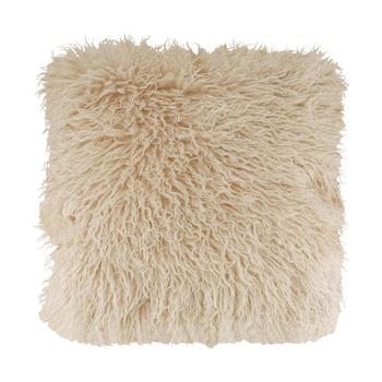 Visuel 1 du produit Coussin carré en fausse fourrure crème - 45 x 45 cm
