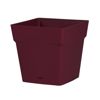 Visuel 1 du produit Pot carré en polypropylène rouge Bourgogne Eda Toscane 10,2 L - 24,8 x 24,8 cm