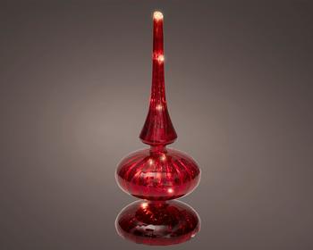 Visuel 1 du produit Cimier décoratif à poser en verre rouge à LED blanc chaud - Ø 9 x H 23 cm