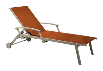 Visuel 1 du produit Bain de soleil Oro avec accoudoir coloris orange en aluminium - 190 x 68 x 34 cm