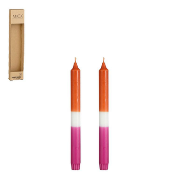 Visuel 1 du produit Ensemble de 2 bougies flambeau dipdye orange - Ø 2,2 x H 25 cm