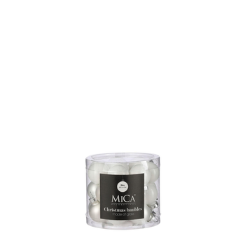 Visuel 1 du produit Boîte de 24 mini boules de Noël en verre blanc - Ø 2,5 cm