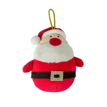 Visuel 1 du produit Suspension pour sapin Père Noël musical en polyester coloris rouge Kalidou - H 12 cm