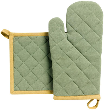 Visuel 1 du produit Lot gant et manique en coton recyclé coloris matcha Grace - 32 x 18 cm