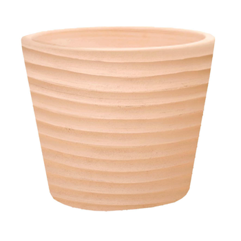 Visuel 1 du produit Pot conique en terre cuite coloris beige Poterie du Bousquet Strié - Ø 36 x H 30 cm