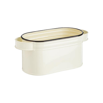 Visuel 1 du produit Panier ovale de conservation en tôle galvanisée ivoire - 21 x 11,5 x 11,5 cm