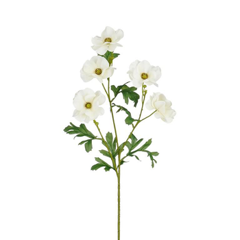 Visuel 1 du produit Tige de renoncule artificielle en plastique recyclé crème - 63 cm