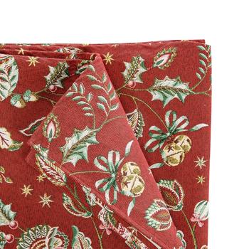 Visuel 1 du produit Nappe en coton et polyéthylène bordeaux à motifs Noël Asana - 300 x 150 cm