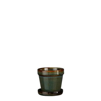 Visuel 1 du produit Cache-pot Clint coloris vert en céramique - 7,5 x Ø 7,5 cm