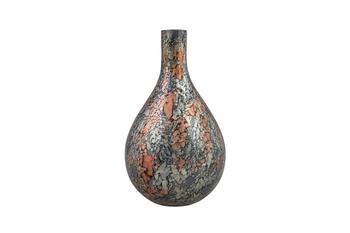 Visuel 1 du produit Vase bouteille en métal époxy brun gris Sev marbré - Ø 18 x H 29 cm