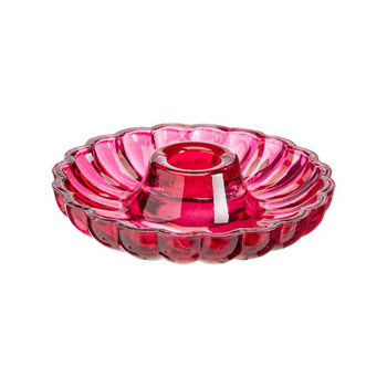 Visuel 1 du produit Porte-bougie rond forme coupelle en verre fuchsia - Ø 11,5 x H 3 cm