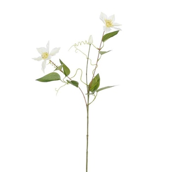 Visuel 1 du produit Tige de clématite artificielle en plastique recyclé blanche - 71 cm