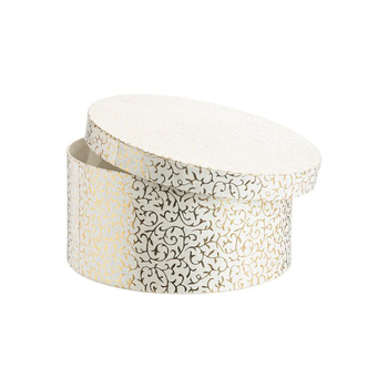 Visuel 1 du produit Boîte ronde en papier métallisé argent à motif - 23 x 11 cm