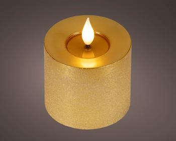 Visuel 1 du produit Bougie LED intérieure en cire dorée à lumière blanc chaud grand modèle - Ø 7,5 x H 9,5 cm