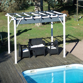 Visuel 1 du produit Pergola avec toile d'ombrage coloris gris en aluminium - 4 x 3 m