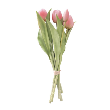 Visuel 1 du produit Bouquet de 5 tulipes roses en silicone Naturalys - 30 cm