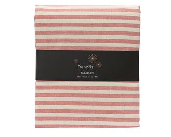 Visuel 1 du produit Nappe rectangulaire en coton blanc rayée lurex rouge grand modèle - 240 x 140 cm