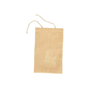 Visuel 1 du produit Pochette cadeau en jute décor Père Noël blanc - 25 x 40 cm