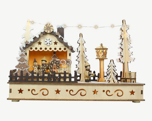 Visuel 1 du produit Scénette cabane à bonbons lumineuse à 15 LED blanc chaud - 28 x 10 x 18 cm