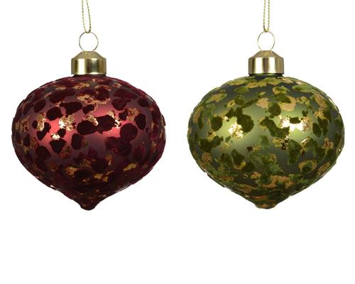 Visuel 1 du produit Coffret de 2 boules de Noël oignon en verre - Ø 8 cm