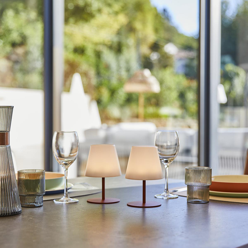 Visuel 2 du produit Lot de 2 lampes IP54 coloris marron effet blanc chaud en métal Batimex - Ø 10 x 16 cm