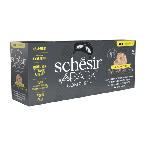Visuel 1 du produit Pack multisaveurs alimentation humide pour chats Schesir After Dark - 12 x 80 g
