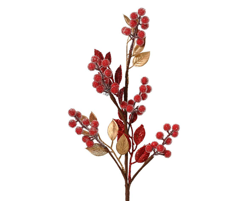 Visuel 1 du produit Tige artificielle avec baies rouges en mousse - Ø 20 x H 60 cm