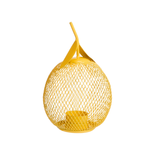 Visuel 1 du produit Photophore forme citron en métal jaune grillagé - Ø 10 x H 19 cm