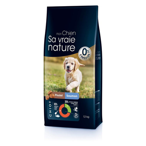 Visuel 1 du produit Croquette pour chiot au poulet et saumon Sa vraie nature - 12 kg