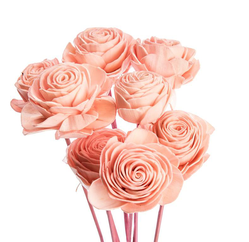 Visuel 2 du produit Bouquet de 8 roses artificielles beauty coloris rose -  Ø 6 cm x 40 cm