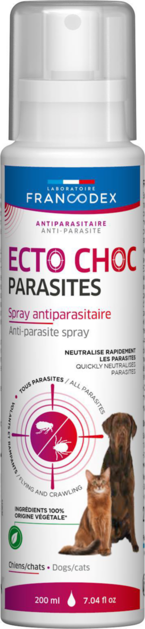 Visuel 1 du produit Spray antiparasitaire pour chien et chat Francodex Ecto Choc Parasites Duo - 200 ml