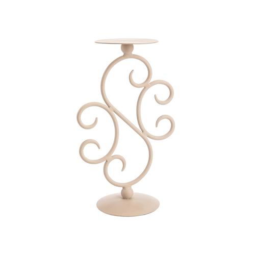 Visuel 1 du produit Bougeoir arabesque en métal blanc - 15 x 9,5 x 25 cm