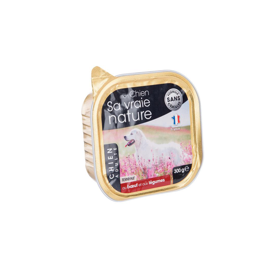 Visuel 1 du produit Terrine pour chien au bœuf et aux légumes Sa vraie nature - 300 g