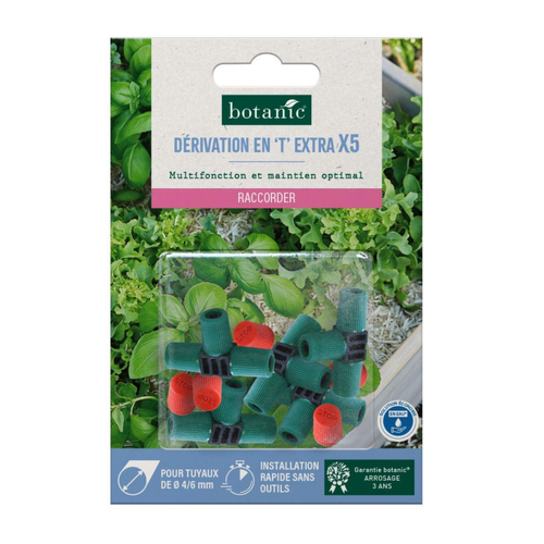 Visuel 1 du produit 5 tés extra + 5 bouchons extra Ø 4/6 mm botanic® - Arrosage goutte à goutte