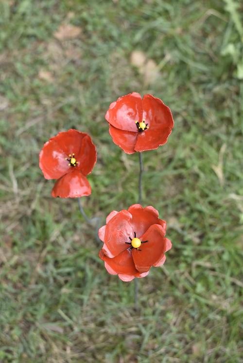Visuel 1 du produit Coquelicot décoratif petit modèle coloris rouge en métal recyclé - 50 cm