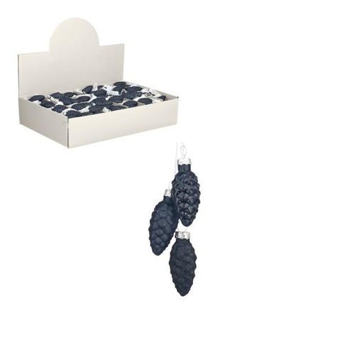 Visuel 1 du produit Suspension ornement pomme de pin coloris bleu - Ø 3 cm