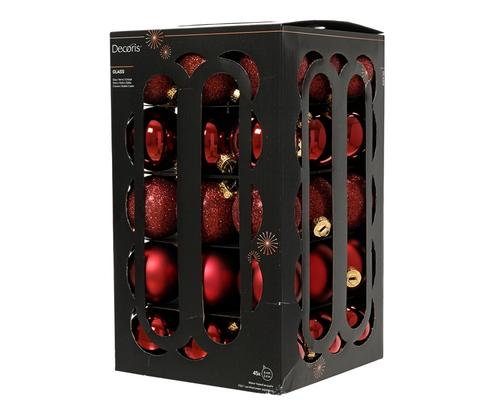 Visuel 1 du produit Pack de 45 boules de Noël brillantes et mates en verre bordeaux - Ø 6 cm