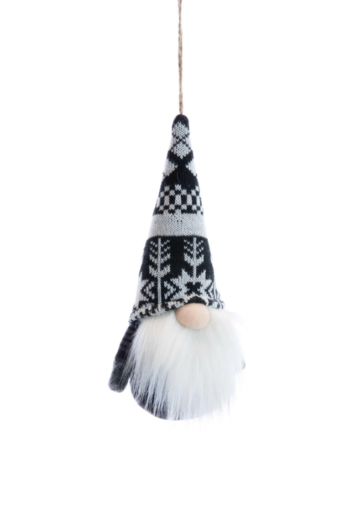 Visuel 3 du produit Gnome debout en tissu avec motifs noir et blanc - 10 x 7 x 19 cm