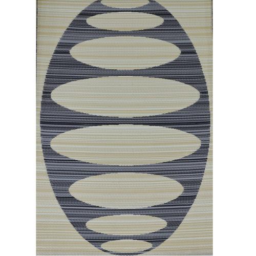 Visuel 1 du produit Tapis d'extérieur en polypropylène recyclé noir et beige Ovalie - 180 x 120 cm