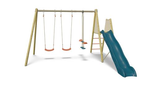 Visuel 2 du produit Portique 2 balançoires en bois et métal Trigano - 2,32 m