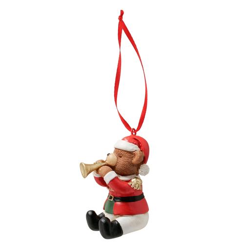 Visuel 2 du produit Pendentif de Noël ours en résine et polyester rouge Erwin - 4 x 5,5 x 7 cm