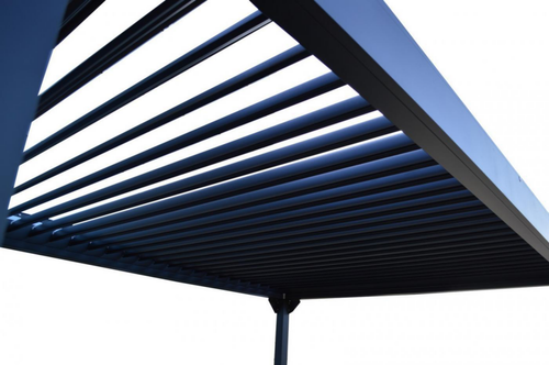Visuel 4 du produit Tonnelle bioclimatique 3x4m, lames orientables, aluminium - PROLOISIRS Zéphir - Gris