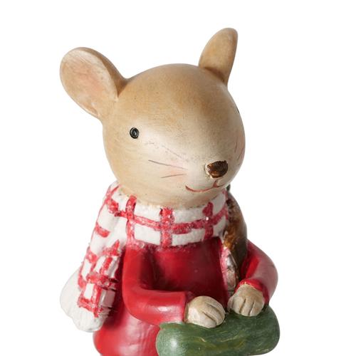 Visuel 2 du produit Figurine souris en résine synthétique verte et rouge Millie - 12 x 5 x 12 cm