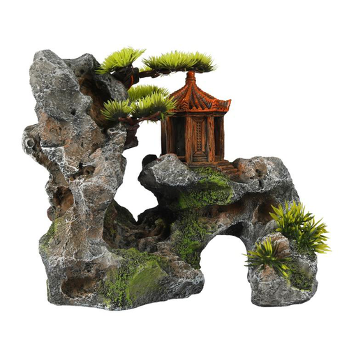 Visuel 1 du produit Décor aquarium sanctuaire coloris gris résine de polyester- 23,7 x 13 x 19,5 cm