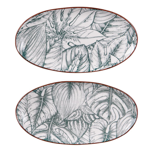 Visuel 1 du produit Plat ovale en porcelaine marron/blanche à motif Paraguay – 35,5 x 19 cm