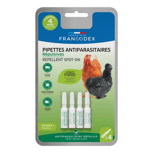 Visuel 1 du produit Pipettes insectifuges pour volaille Francodex - 4 x 0,4 ml